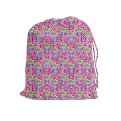 Paisley Pink Sundaes Drawstring Pouch (xl) by snowwhitegirl