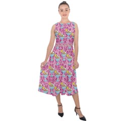 Paisley Pink Sundaes Midi Tie-back Chiffon Dress by snowwhitegirl