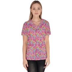 Paisley Pink Sundaes Women s V-neck Scrub Top by snowwhitegirl