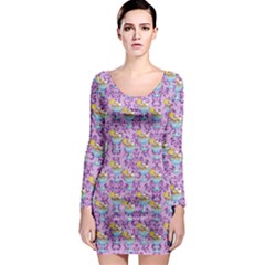 Paisley Lilac Sundaes Long Sleeve Bodycon Dress by snowwhitegirl