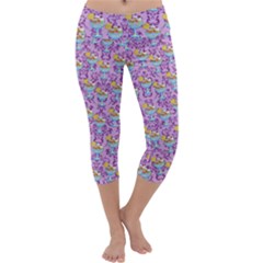 Paisley Lilac Sundaes Capri Yoga Leggings by snowwhitegirl