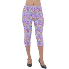 Paisley Lilac Sundaes Lightweight Velour Capri Leggings  by snowwhitegirl