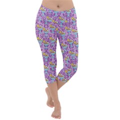 Paisley Lilac Sundaes Lightweight Velour Capri Yoga Leggings by snowwhitegirl