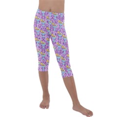 Paisley Lilac Sundaes Kids  Lightweight Velour Capri Leggings  by snowwhitegirl