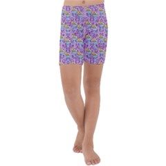 Paisley Lilac Sundaes Kids  Lightweight Velour Capri Yoga Leggings by snowwhitegirl