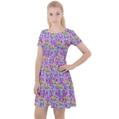 Paisley Lilac Sundaes Cap Sleeve Velour Dress 