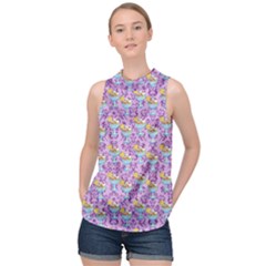 Paisley Lilac Sundaes High Neck Satin Top by snowwhitegirl