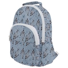 Skeleton Blue Background Rounded Multi Pocket Backpack by snowwhitegirl