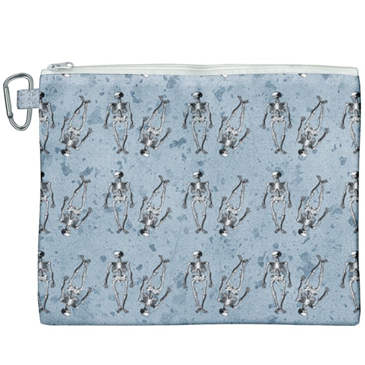 Skeleton Blue Background Canvas Cosmetic Bag (XXXL)