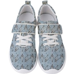 Skeleton Blue Background Men s Velcro Strap Shoes by snowwhitegirl