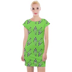 Skeleton Green Cap Sleeve Bodycon Dress