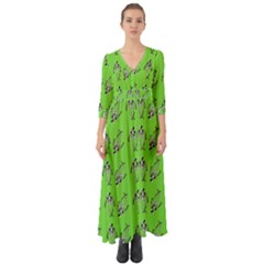 Skeleton Green Button Up Boho Maxi Dress by snowwhitegirl