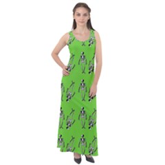 Skeleton Green Sleeveless Velour Maxi Dress