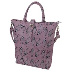 Skeleton Pink Background Buckle Top Tote Bag