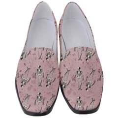 Skeleton Pink Background Women s Classic Loafer Heels