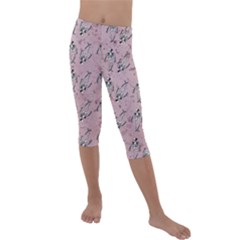 Skeleton Pink Background Kids  Lightweight Velour Capri Leggings 