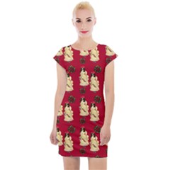 Victorian Skeleton Red Cap Sleeve Bodycon Dress by snowwhitegirl