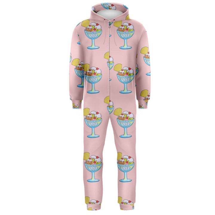 Ice Cream Sundae Pink Hooded Jumpsuit (Men) 