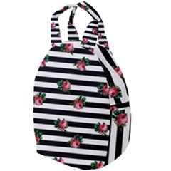 Black Stripes Roses Travel Backpacks