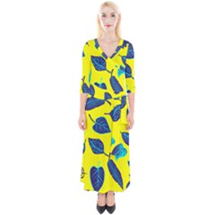 Leaves Leaf Quarter Sleeve Wrap Maxi Dress