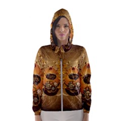 Awesome Steampunk Easter Egg With Flowers, Clocks And Gears Hooded Windbreaker (women) by FantasyWorld7