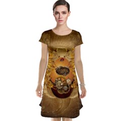 Awesome Steampunk Easter Egg With Flowers, Clocks And Gears Cap Sleeve Nightdress by FantasyWorld7