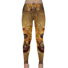 Awesome Steampunk Easter Egg With Flowers, Clocks And Gears Lightweight Velour Classic Yoga Leggings by FantasyWorld7