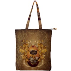 Awesome Steampunk Easter Egg With Flowers, Clocks And Gears Double Zip Up Tote Bag by FantasyWorld7