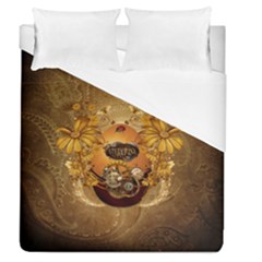 Awesome Steampunk Easter Egg With Flowers, Clocks And Gears Duvet Cover (queen Size) by FantasyWorld7