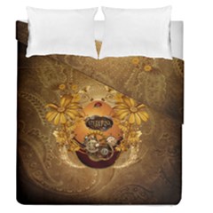 Awesome Steampunk Easter Egg With Flowers, Clocks And Gears Duvet Cover Double Side (queen Size) by FantasyWorld7