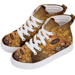 Awesome Steampunk Easter Egg With Flowers, Clocks And Gears Kids  Hi-top Skate Sneakers by FantasyWorld7