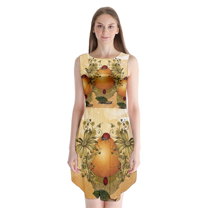 Wonderful Easter Egg With Flowers And Snail Sleeveless Chiffon Dress  