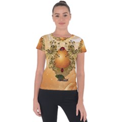 Wonderful Easter Egg With Flowers And Snail Short Sleeve Sports Top  by FantasyWorld7