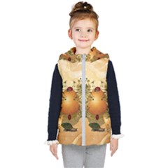 Wonderful Easter Egg With Flowers And Snail Kids  Hooded Puffer Vest by FantasyWorld7