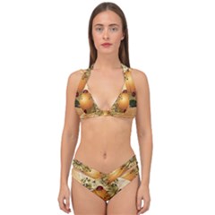 Wonderful Easter Egg With Flowers And Snail Double Strap Halter Bikini Set by FantasyWorld7