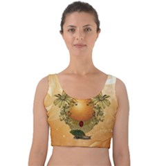 Wonderful Easter Egg With Flowers And Snail Velvet Crop Top by FantasyWorld7