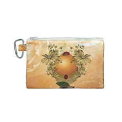 Wonderful Easter Egg With Flowers And Snail Canvas Cosmetic Bag (small) by FantasyWorld7