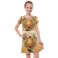 Wonderful Easter Egg With Flowers And Snail Kids  Cross Web Dress by FantasyWorld7