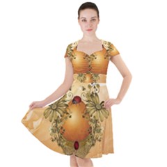 Wonderful Easter Egg With Flowers And Snail Cap Sleeve Midi Dress by FantasyWorld7