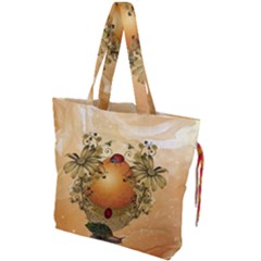 Wonderful Easter Egg With Flowers And Snail Drawstring Tote Bag by FantasyWorld7