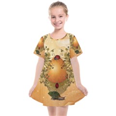 Wonderful Easter Egg With Flowers And Snail Kids  Smock Dress by FantasyWorld7