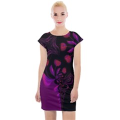 Background Red Purple Black Color Cap Sleeve Bodycon Dress by Pakrebo