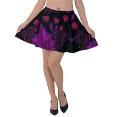 Background Red Purple Black Color Velvet Skater Skirt