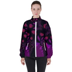 Background Red Purple Black Color High Neck Windbreaker (women)