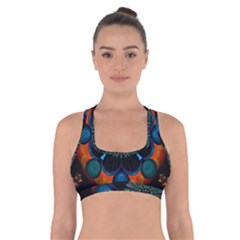 Ornament Fractal Pattern Background Cross Back Sports Bra by Pakrebo