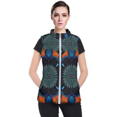 Ornament Fractal Pattern Background Women s Puffer Vest by Pakrebo