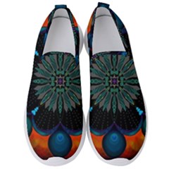 Ornament Fractal Pattern Background Men s Slip On Sneakers by Pakrebo