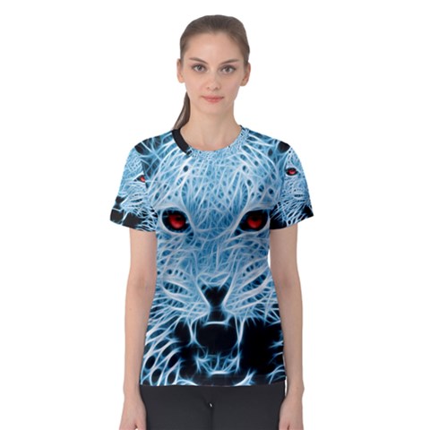 Animals Leopard Fractal Photoshop Women s Sport Mesh Tee by Pakrebo