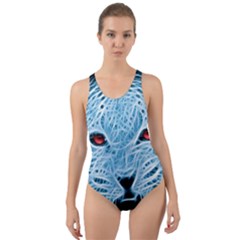 Animals Leopard Fractal Photoshop Cut-out Back One Piece Swimsuit by Pakrebo