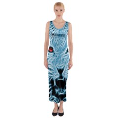 Animals Leopard Fractal Photoshop Fitted Maxi Dress by Pakrebo